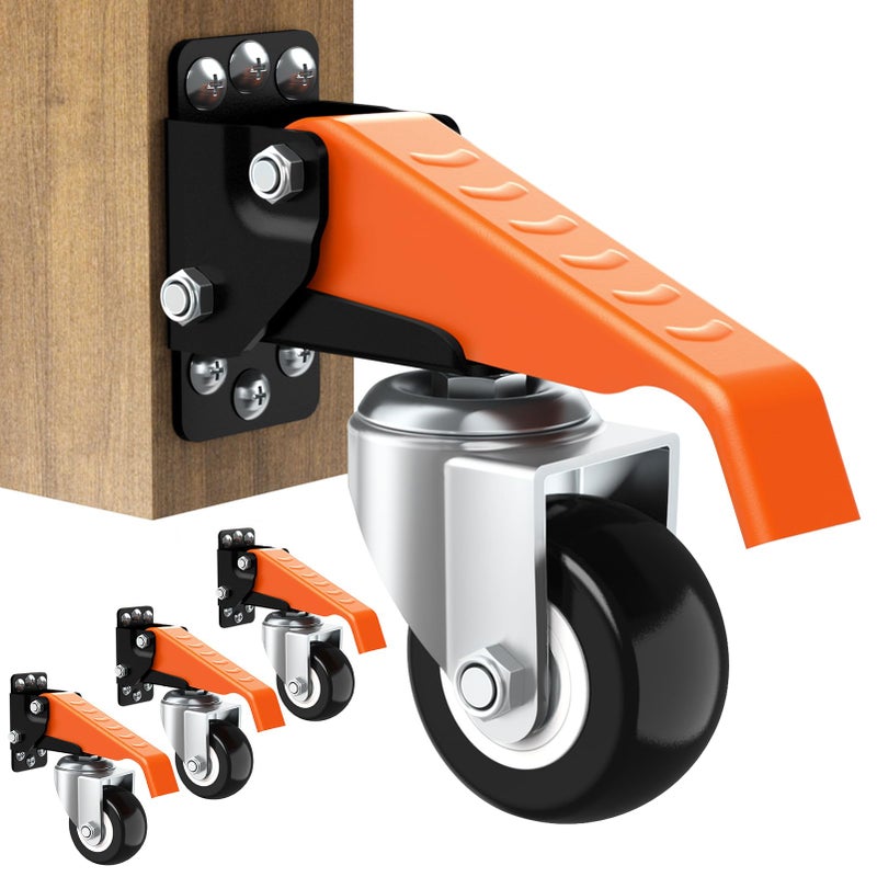 Ronlap Workbench Casters Wheels Kit 660 Lbs Capacity Retractable Casters Set of 4 Heavy Duty Side Mount 2.5" Lifting Caster Work Table Tool Bench Stepdown Castors Wheels 4 Pack - Image 1